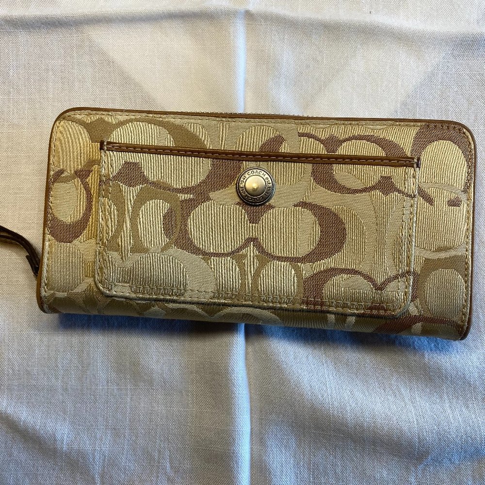 Coach canvas long zip around wallet